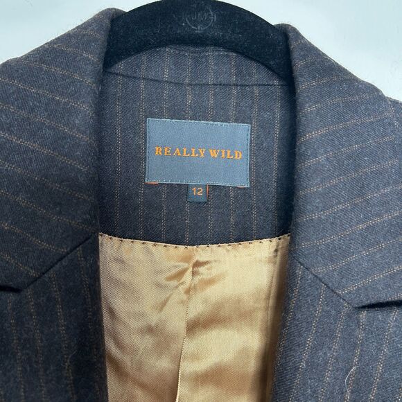 Really Wild Pinstripe Wool Blazer Hanbury Jacket Women's size 12 - Picture 7 of 10